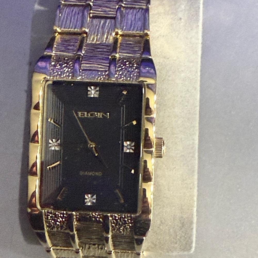 Elgin Gold and Black Diamond Watch